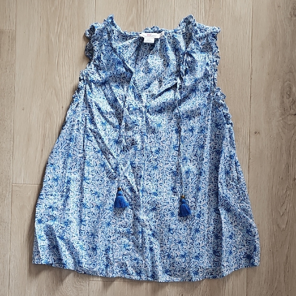 Vineyard Vines Blue Patterned Top 100% Cotton